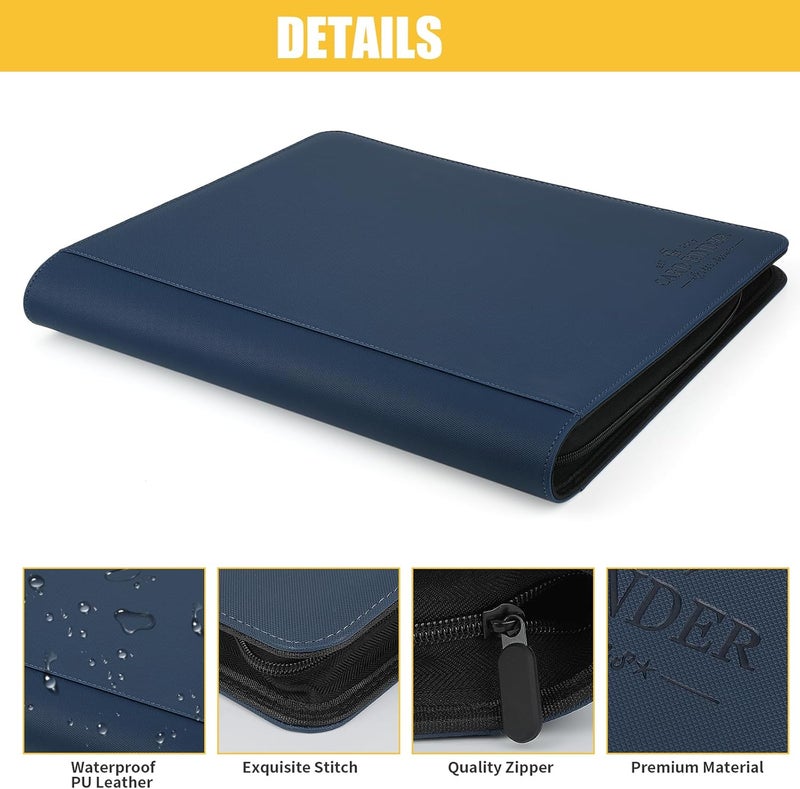 CARDBINDER Toploader Binder,Toploader Hard Cases, 4-Pocket Pages Sleeves Hold up 128 Cards.Toploader Card Binder with Sleeves for “3×4” rigid，Card Holder(blue) - Image 3